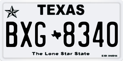 TX license plate BXG8340