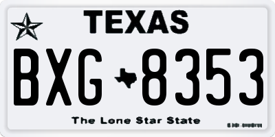 TX license plate BXG8353