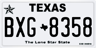 TX license plate BXG8358