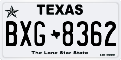 TX license plate BXG8362