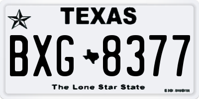 TX license plate BXG8377