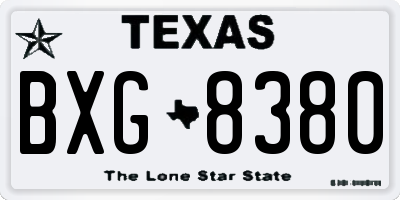 TX license plate BXG8380