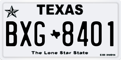 TX license plate BXG8401