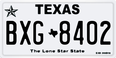 TX license plate BXG8402