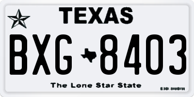 TX license plate BXG8403
