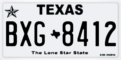 TX license plate BXG8412