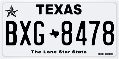 TX license plate BXG8478