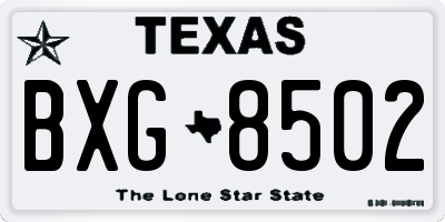 TX license plate BXG8502