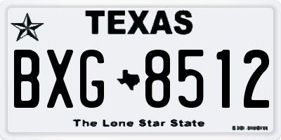TX license plate BXG8512
