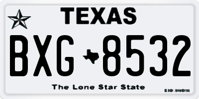 TX license plate BXG8532