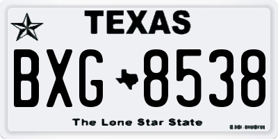 TX license plate BXG8538
