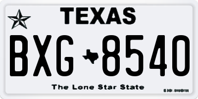 TX license plate BXG8540