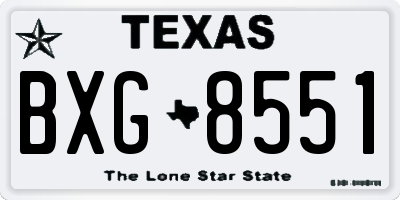 TX license plate BXG8551