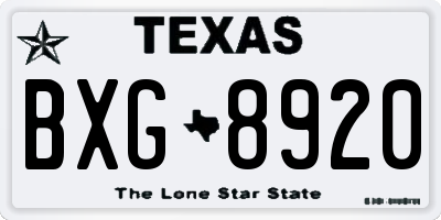 TX license plate BXG8920