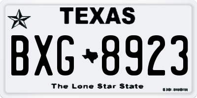 TX license plate BXG8923
