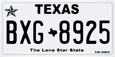 TX license plate BXG8925