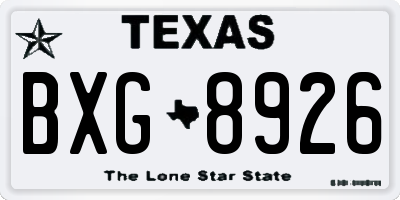 TX license plate BXG8926