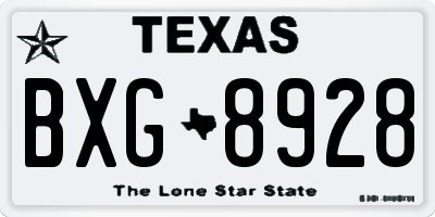 TX license plate BXG8928
