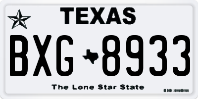 TX license plate BXG8933