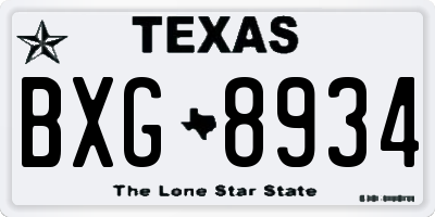 TX license plate BXG8934
