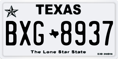 TX license plate BXG8937