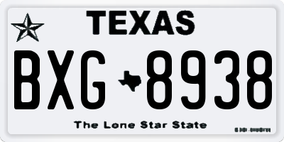 TX license plate BXG8938
