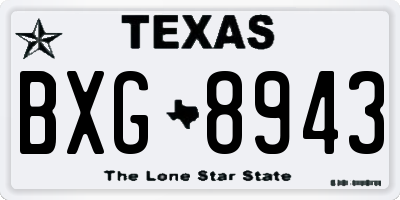 TX license plate BXG8943