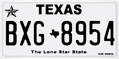 TX license plate BXG8954