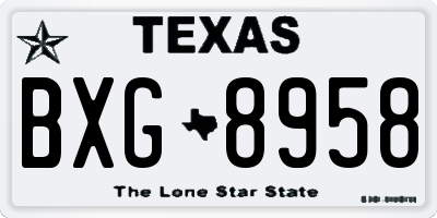 TX license plate BXG8958