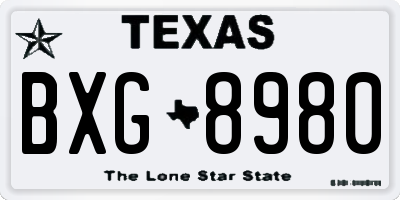 TX license plate BXG8980