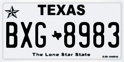 TX license plate BXG8983