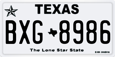 TX license plate BXG8986