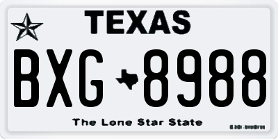 TX license plate BXG8988