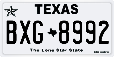 TX license plate BXG8992