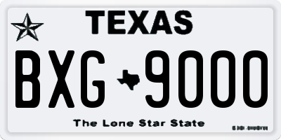 TX license plate BXG9000