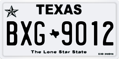 TX license plate BXG9012