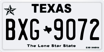 TX license plate BXG9072