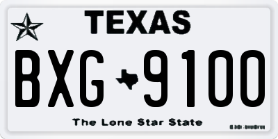 TX license plate BXG9100