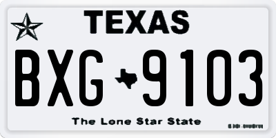 TX license plate BXG9103