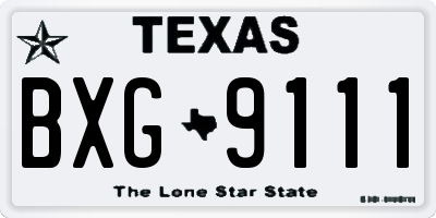 TX license plate BXG9111