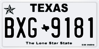 TX license plate BXG9181