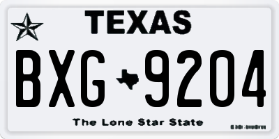 TX license plate BXG9204