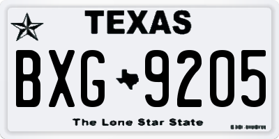 TX license plate BXG9205