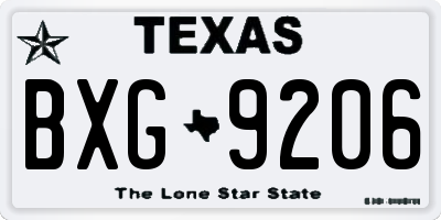 TX license plate BXG9206