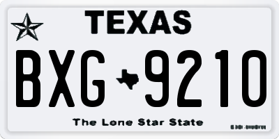 TX license plate BXG9210
