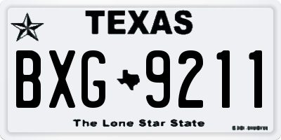 TX license plate BXG9211
