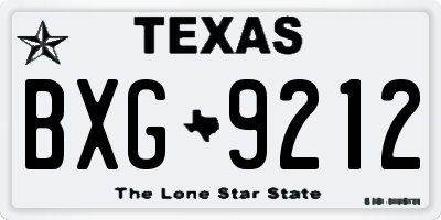 TX license plate BXG9212