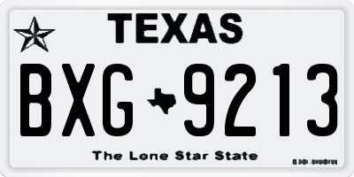 TX license plate BXG9213