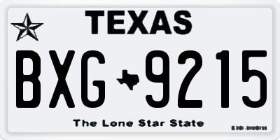 TX license plate BXG9215