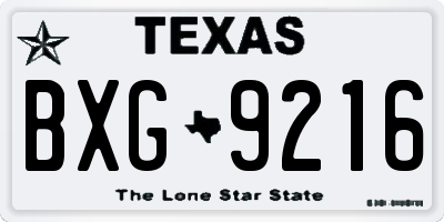 TX license plate BXG9216